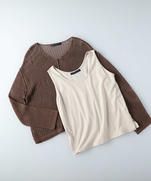 HONEYSUCKLE ROSE（ハニーサックルローズ）の「【HONEYSUCKLE ROSE】メッシュ編みレイヤード（アンサンブル・レディース・ブラウン/ブラック/オフホワイト・M/L）」の8枚目の写真