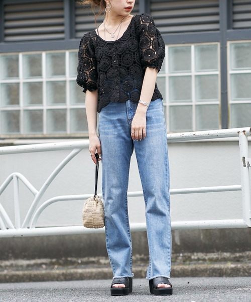 Chico（チコ）の「【新色追加】2wayかぎ針レーストップス（シャツ/ブラウス・レディース・ホワイト/パープル/ブラック/ピンク/ブラウン・FREE）」の20枚目の写真