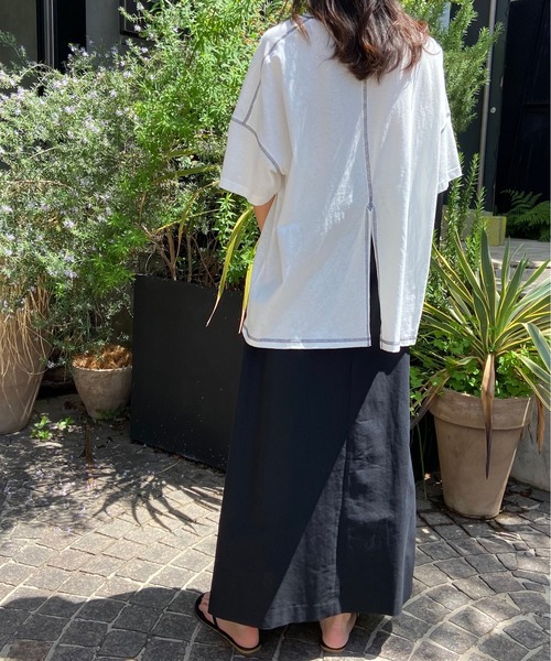 AZUL ENCANTO（アズールエンカント）の「配色ステッチチュニックTシャツ（Tシャツ/カットソー・レディース・グリーン/オフホワイト/ライトベージュ・FREE）」の13枚目の写真