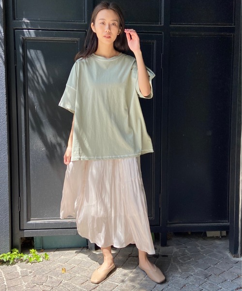 AZUL ENCANTO（アズールエンカント）の「配色ステッチチュニックTシャツ（Tシャツ/カットソー・レディース・グリーン/オフホワイト/ライトベージュ・FREE）」の18枚目の写真