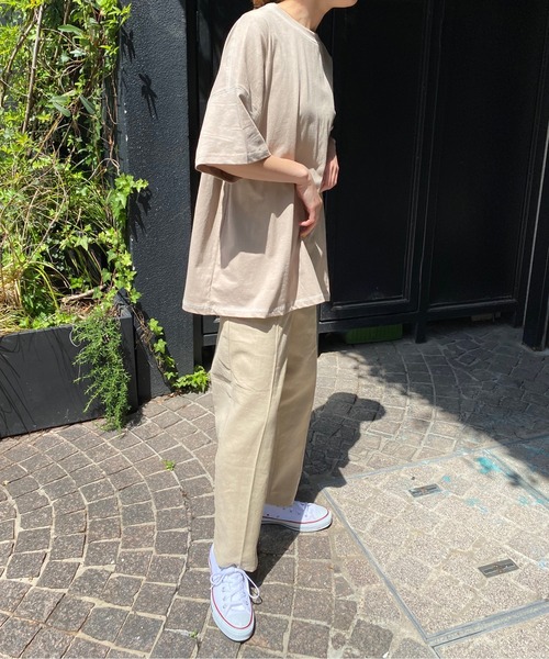 AZUL ENCANTO（アズールエンカント）の「配色ステッチチュニックTシャツ（Tシャツ/カットソー・レディース・グリーン/オフホワイト/ライトベージュ・FREE）」の15枚目の写真