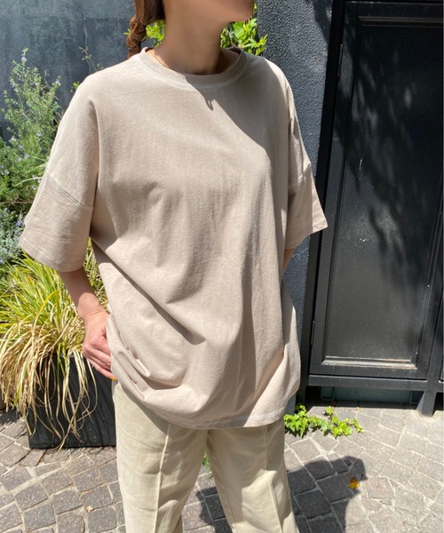 AZUL ENCANTO（アズールエンカント）の「配色ステッチチュニックTシャツ（Tシャツ/カットソー・レディース・グリーン/オフホワイト/ライトベージュ・FREE）」の20枚目の写真