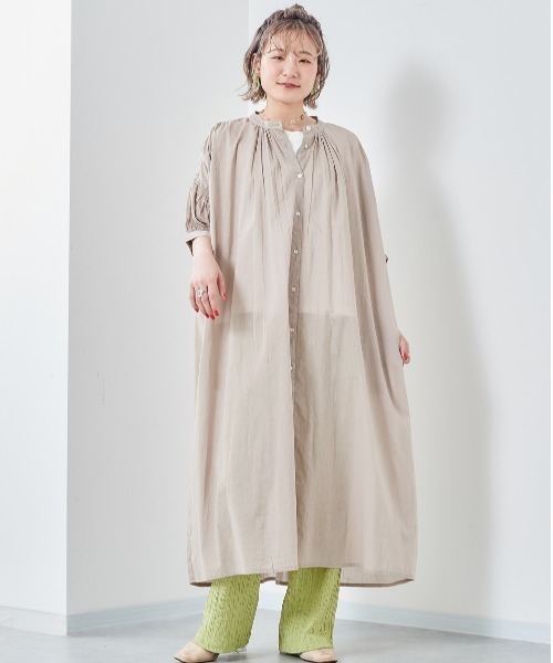 cepo（セポ）の「インド綿　ボイルガウンシャツワンピース（シャツワンピース・レディース・ブラック/グレー/ラベンダー/ブラウン・M）」の14枚目の写真