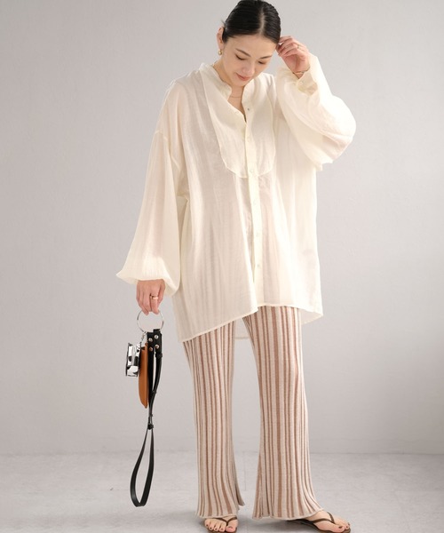 ＡＮＤＪ（アンドジェイ）の「ストライプ柄綿混ニットフレアパンツ（その他パンツ・レディース・ライトブラウン/ブルー系その他・M）」の17枚目の写真