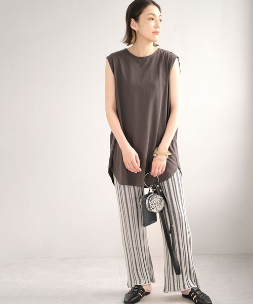 ＡＮＤＪ（アンドジェイ）の「ストライプ柄綿混ニットフレアパンツ（その他パンツ・レディース・ライトブラウン/ブルー系その他・M）」の13枚目の写真