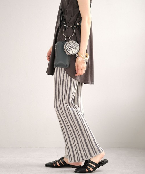 ＡＮＤＪ（アンドジェイ）の「ストライプ柄綿混ニットフレアパンツ（その他パンツ・レディース・ライトブラウン/ブルー系その他・M）」の9枚目の写真