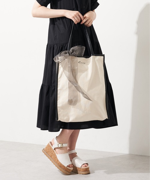 OLIVE des OLIVE（オリーブデオリーブ）の「【WEB限定】オーガンリボン付きパイピングトートバッグ（トートバッグ・レディース・ダークベージュ/ピンク/ブラック・FREE）」の6枚目の写真