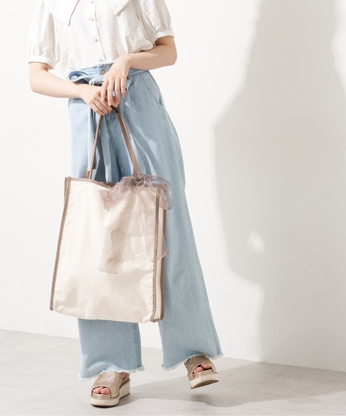 OLIVE des OLIVE（オリーブデオリーブ）の「【WEB限定】オーガンリボン付きパイピングトートバッグ（トートバッグ・レディース・ダークベージュ/ピンク/ブラック・FREE）」の8枚目の写真