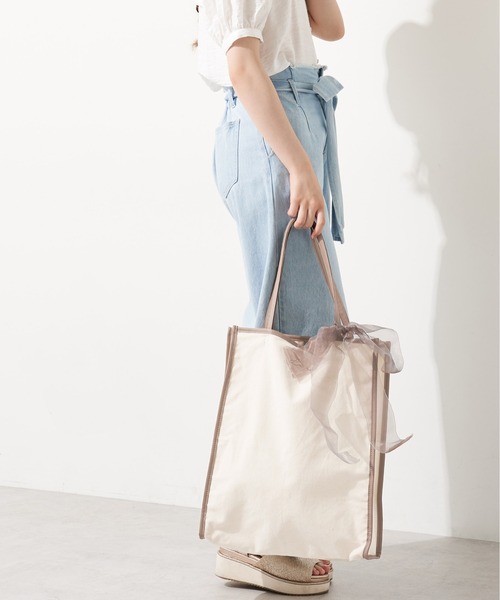 OLIVE des OLIVE（オリーブデオリーブ）の「【WEB限定】オーガンリボン付きパイピングトートバッグ（トートバッグ・レディース・ダークベージュ/ピンク/ブラック・FREE）」の9枚目の写真