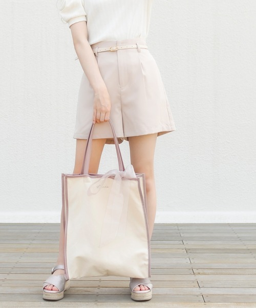 OLIVE des OLIVE（オリーブデオリーブ）の「【WEB限定】オーガンリボン付きパイピングトートバッグ（トートバッグ・レディース・ダークベージュ/ピンク/ブラック・FREE）」の17枚目の写真