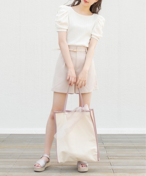 OLIVE des OLIVE（オリーブデオリーブ）の「【WEB限定】オーガンリボン付きパイピングトートバッグ（トートバッグ・レディース・ダークベージュ/ピンク/ブラック・FREE）」の18枚目の写真