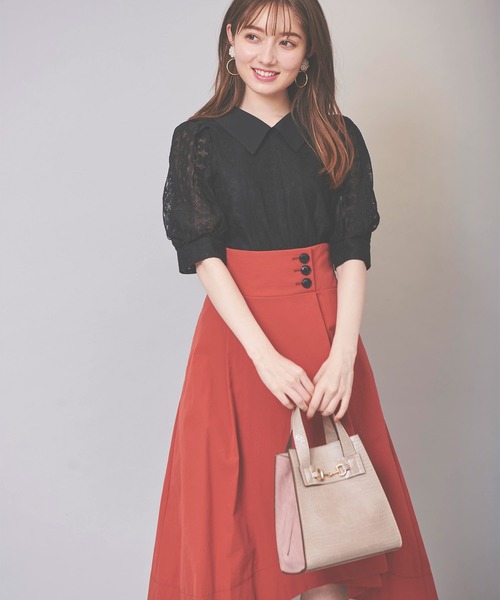 31 Sons de mode（トランテアン　ソン　ドゥ　モード）の「衿付きレースブラウス（シャツ/ブラウス・レディース・ブラック/オフホワイト・36）」の7枚目の写真