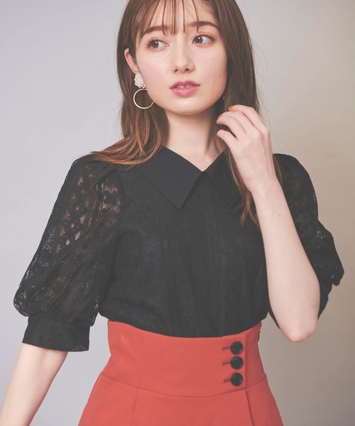 31 Sons de mode（トランテアン　ソン　ドゥ　モード）の「衿付きレースブラウス（シャツ/ブラウス・レディース・ブラック/オフホワイト・36）」の12枚目の写真