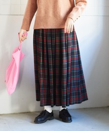 bulle de savon | ウール混 CHECK プリーツスカート(スカート)