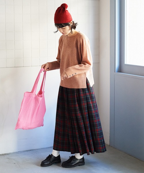 bulle de savon（ビュルデサボン）の「別注ウール/ポリエステル　CHECK プリーツスカート（スカート・レディース・ブラック/レッド/ホワイト・FREE）」の7枚目の写真