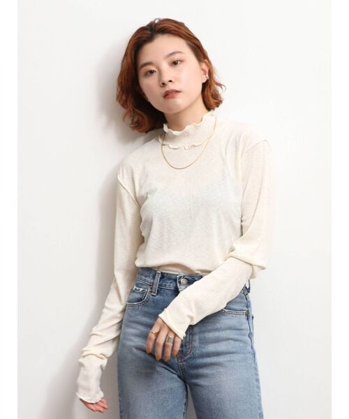 Ungrid（アングリッド）の「ハイネックシアースラブロングスリーブTee（Tシャツ/カットソー・レディース・ブラック/グリーン/オフホワイト・FREE）」の2枚目の写真