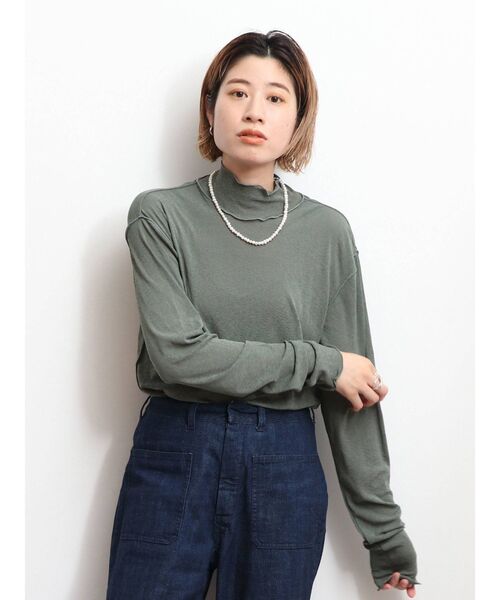 Ungrid（アングリッド）の「ハイネックシアースラブロングスリーブTee（Tシャツ/カットソー・レディース・ブラック/グリーン/オフホワイト・FREE）」の3枚目の写真