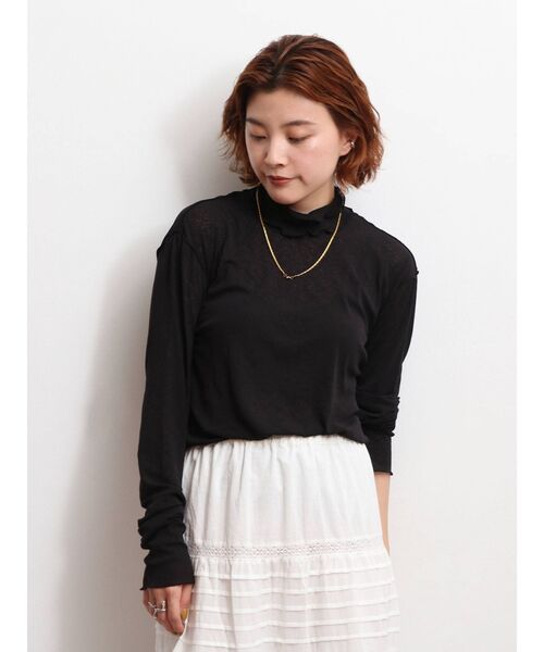 Ungrid（アングリッド）の「ハイネックシアースラブロングスリーブTee（Tシャツ/カットソー・レディース・ブラック/グリーン/オフホワイト・FREE）」の7枚目の写真
