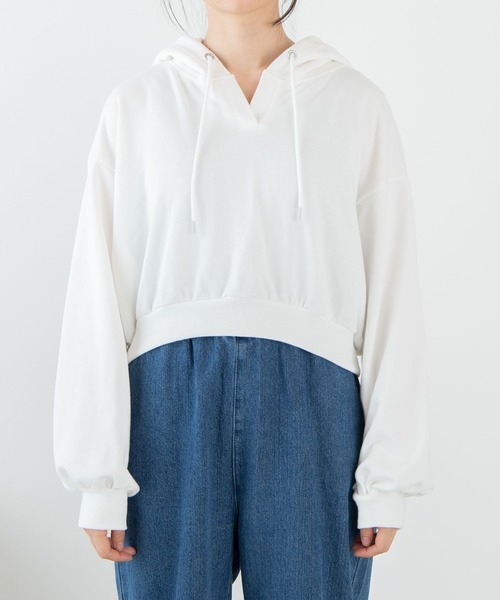 WEGO（ウィゴー）の「WEGO/キーネックカラープルパーカー（パーカー・レディース・ホワイト/パープル/オレンジ/オートミール/杢グレー/ピンク/ブラック/グリーン・SMALL/MEDIUM）」の19枚目の写真