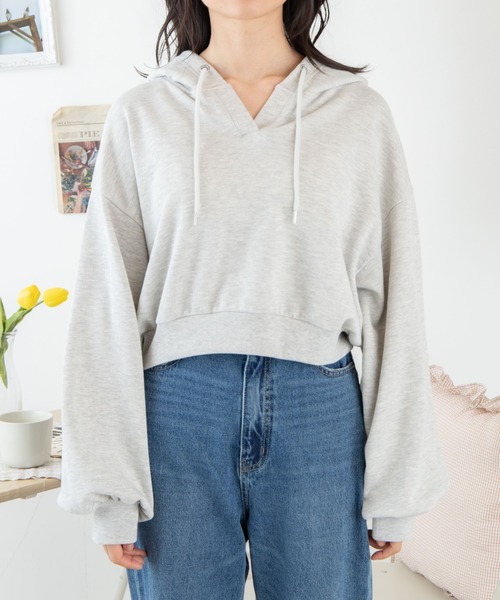 WEGO（ウィゴー）の「WEGO/キーネックカラープルパーカー（パーカー・レディース・ホワイト/パープル/オレンジ/オートミール/杢グレー/ピンク/ブラック/グリーン・SMALL/MEDIUM）」の20枚目の写真