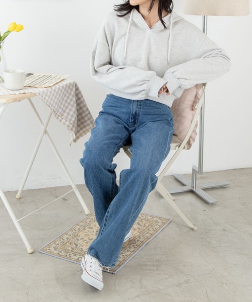 WEGO（ウィゴー）の「WEGO/キーネックカラープルパーカー（パーカー・レディース・ホワイト/パープル/オレンジ/オートミール/杢グレー/ピンク/ブラック/グリーン・SMALL/MEDIUM）」の12枚目の写真