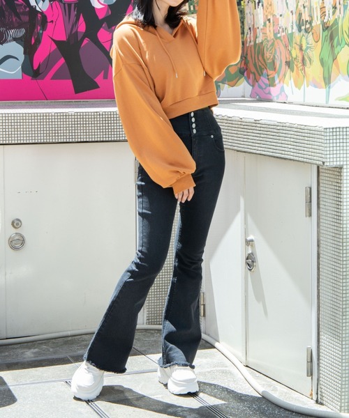 WEGO（ウィゴー）の「WEGO/キーネックカラープルパーカー（パーカー・レディース・ホワイト/パープル/オレンジ/オートミール/杢グレー/ピンク/ブラック/グリーン・SMALL/MEDIUM）」の17枚目の写真