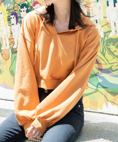 WEGO（ウィゴー）の「WEGO/キーネックカラープルパーカー（パーカー・レディース・ホワイト/パープル/オレンジ/オートミール/杢グレー/ピンク/ブラック/グリーン・SMALL/MEDIUM）」の18枚目の写真