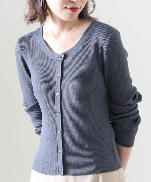 Cheek（チーク）の「２Ｗａｙリブチビカーディガン（カーディガン/ボレロ・レディース・ブラック/ベージュ/グレイッシュブルー/パープル・FREE）」の3枚目の写真