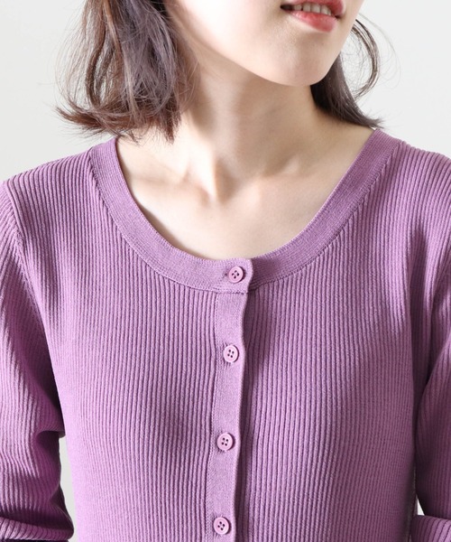 Cheek（チーク）の「２Ｗａｙリブチビカーディガン（カーディガン/ボレロ・レディース・ブラック/ベージュ/グレイッシュブルー/パープル・FREE）」の14枚目の写真