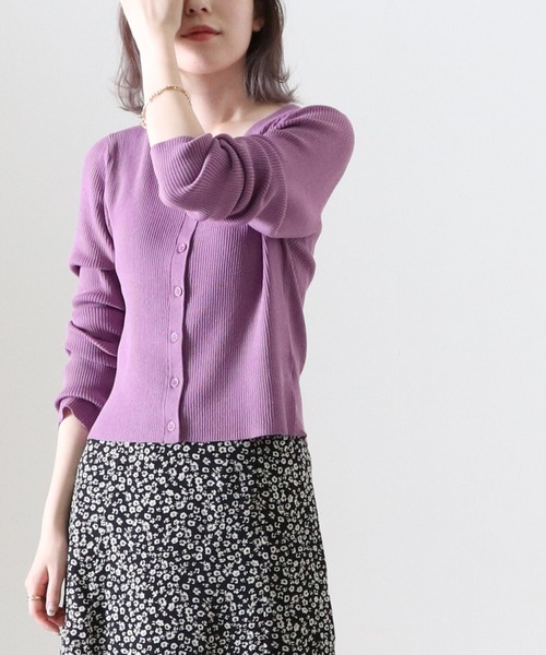 Cheek（チーク）の「２Ｗａｙリブチビカーディガン（カーディガン/ボレロ・レディース・ブラック/ベージュ/グレイッシュブルー/パープル・FREE）」の22枚目の写真