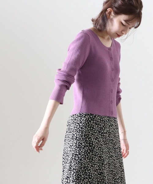 Cheek（チーク）の「２Ｗａｙリブチビカーディガン（カーディガン/ボレロ・レディース・ブラック/ベージュ/グレイッシュブルー/パープル・FREE）」の7枚目の写真