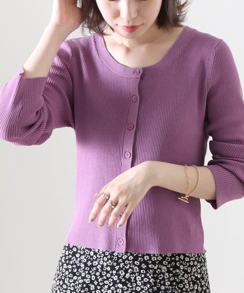 Cheek（チーク）の「２Ｗａｙリブチビカーディガン（カーディガン/ボレロ・レディース・ブラック/ベージュ/グレイッシュブルー/パープル・FREE）」の10枚目の写真