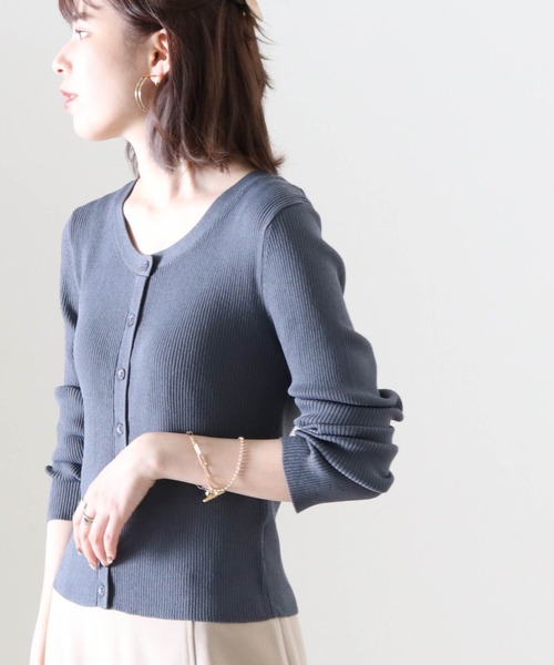 Cheek（チーク）の「２Ｗａｙリブチビカーディガン（カーディガン/ボレロ・レディース・ブラック/ベージュ/グレイッシュブルー/パープル・FREE）」の9枚目の写真