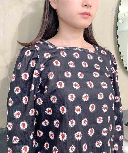 Hamble by Par Avion（ハンブルバイパラビオン）の「フラワーリブトップス（Tシャツ/カットソー・レディース・アイボリー/ブラック・ONESIZE）」の12枚目の写真