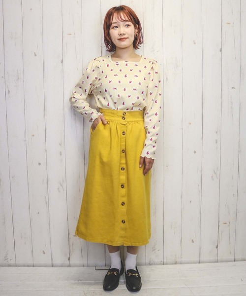 Hamble by Par Avion（ハンブルバイパラビオン）の「フラワーリブトップス（Tシャツ/カットソー・レディース・アイボリー/ブラック・ONESIZE）」の14枚目の写真