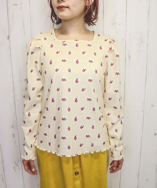 Hamble by Par Avion（ハンブルバイパラビオン）の「フラワーリブトップス（Tシャツ/カットソー・レディース・アイボリー/ブラック・ONESIZE）」の16枚目の写真