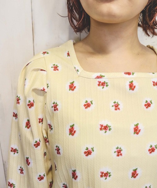 Hamble by Par Avion（ハンブルバイパラビオン）の「フラワーリブトップス（Tシャツ/カットソー・レディース・アイボリー/ブラック・ONESIZE）」の19枚目の写真