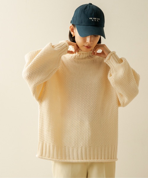 ANGIE（アンジー）の「カノコハイネックニットプルオーバー（ニット/セーター・レディース・ブラック/ベージュ/オフホワイト/グリーン/イエロー/ブラウン・FREE）」の2枚目の写真