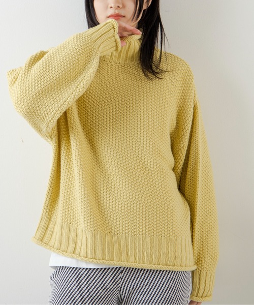 ANGIE（アンジー）の「カノコハイネックニットプルオーバー（ニット/セーター・レディース・ブラック/ベージュ/オフホワイト/グリーン/イエロー/ブラウン・FREE）」の6枚目の写真