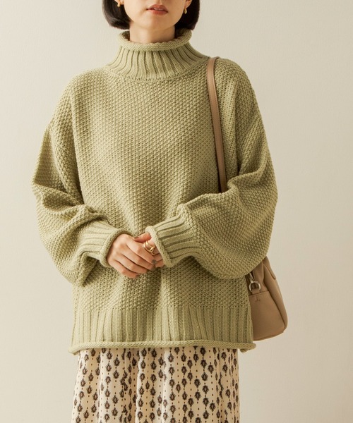 ANGIE（アンジー）の「カノコハイネックニットプルオーバー（ニット/セーター・レディース・ブラック/ベージュ/オフホワイト/グリーン/イエロー/ブラウン・FREE）」の5枚目の写真