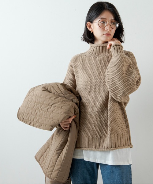 ANGIE（アンジー）の「カノコハイネックニットプルオーバー（ニット/セーター・レディース・ブラック/ベージュ/オフホワイト/グリーン/イエロー/ブラウン・FREE）」の14枚目の写真