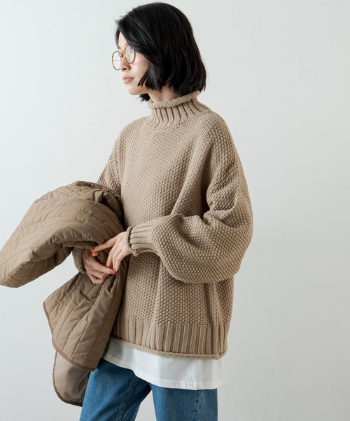 ANGIE（アンジー）の「カノコハイネックニットプルオーバー（ニット/セーター・レディース・ブラック/ベージュ/オフホワイト/グリーン/イエロー/ブラウン・FREE）」の15枚目の写真