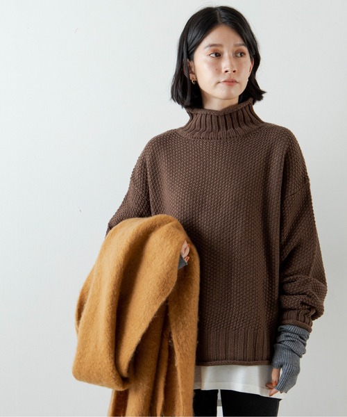 ANGIE（アンジー）の「カノコハイネックニットプルオーバー（ニット/セーター・レディース・ブラック/ベージュ/オフホワイト/グリーン/イエロー/ブラウン・FREE）」の11枚目の写真