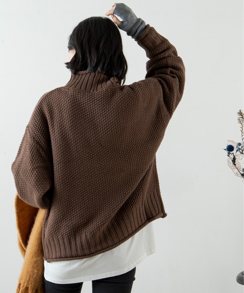 ANGIE（アンジー）の「カノコハイネックニットプルオーバー（ニット/セーター・レディース・ブラック/ベージュ/オフホワイト/グリーン/イエロー/ブラウン・FREE）」の13枚目の写真