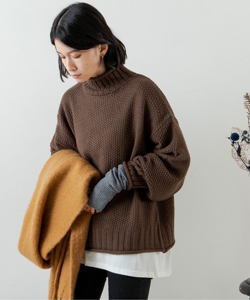 ANGIE（アンジー）の「カノコハイネックニットプルオーバー（ニット/セーター・レディース・ブラック/ベージュ/オフホワイト/グリーン/イエロー/ブラウン・FREE）」の12枚目の写真