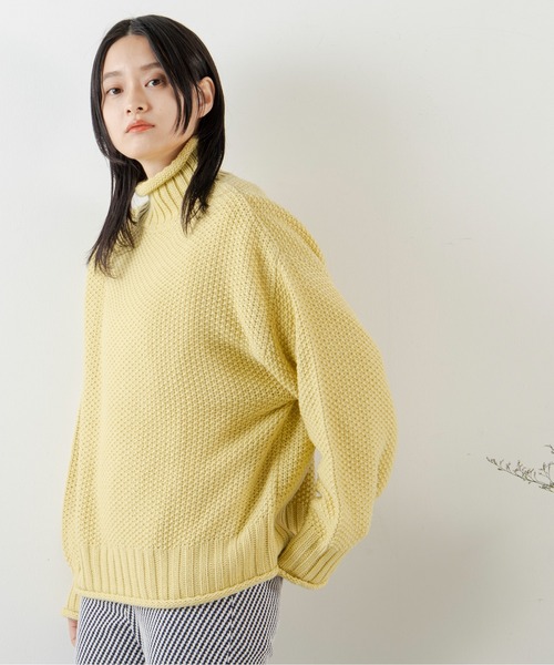 ANGIE（アンジー）の「カノコハイネックニットプルオーバー（ニット/セーター・レディース・ブラック/ベージュ/オフホワイト/グリーン/イエロー/ブラウン・FREE）」の21枚目の写真