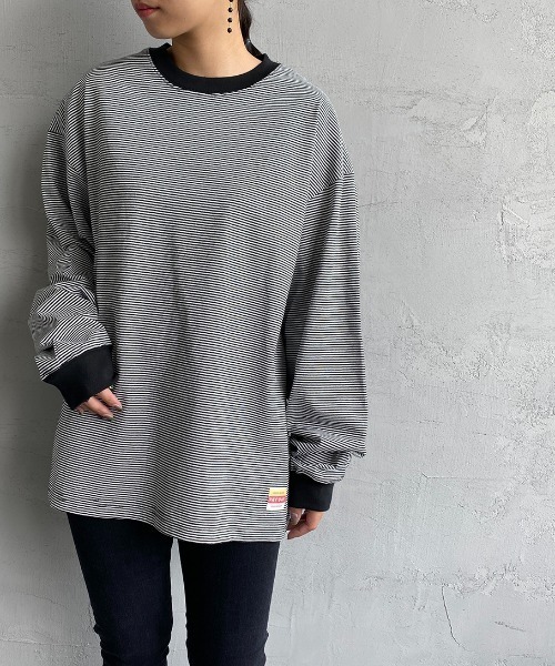 PAYDAY（ペイデイ）の「[PAY DAY/ペイデイ] 別注リンガーボーダービッグロングリーブTシャツ（Tシャツ/カットソー・レディース・ブラック系/グレー系/レッド系・S/M/L）」の16枚目の写真