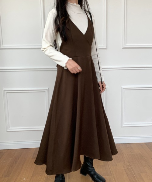 Diosfront(ディオスフロント)の「バックリボンAラインボリュームフレアワンピース(ワンピース・レディース・ブラック/カーキ/キャメル/ブルーグリーン/モカ/ダークブラウン/ダークグリーン/ベージュ/ブラウン・S/M/L)」の11枚目の写真