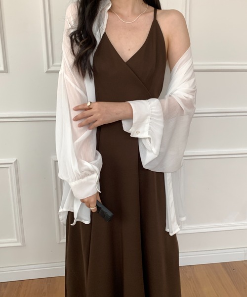 Diosfront(ディオスフロント)の「バックリボンAラインボリュームフレアワンピース(ワンピース・レディース・ブラック/カーキ/キャメル/ブルーグリーン/モカ/ダークブラウン/ダークグリーン/ベージュ/ブラウン・S/M/L)」の14枚目の写真