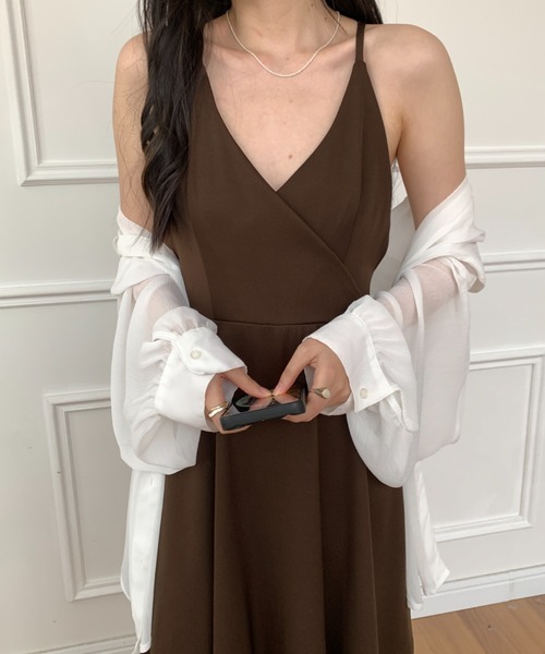 Diosfront(ディオスフロント)の「バックリボンAラインボリュームフレアワンピース(ワンピース・レディース・ブラック/カーキ/キャメル/ブルーグリーン/モカ/ダークブラウン/ダークグリーン/ベージュ/ブラウン・S/M/L)」の15枚目の写真